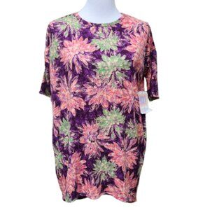 Lularoe Irma Dolman Sleeve Top NWT Multicolor Bold Floral Print Purple